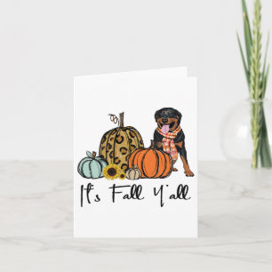 It's Fall Y'all Yellow Rottweiler Dog Leopard Pump Card