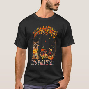 It's Fall Y'all Yorkie Bike Pumpkin Spice Autumn F T-Shirt