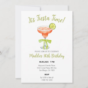 It's Fiesta Time Watercolor Strawberry Margarita Save The Date