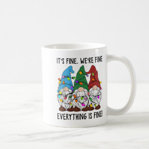 It's Fine Everything Is Fine Gnome Christmas Light Coffee Mug