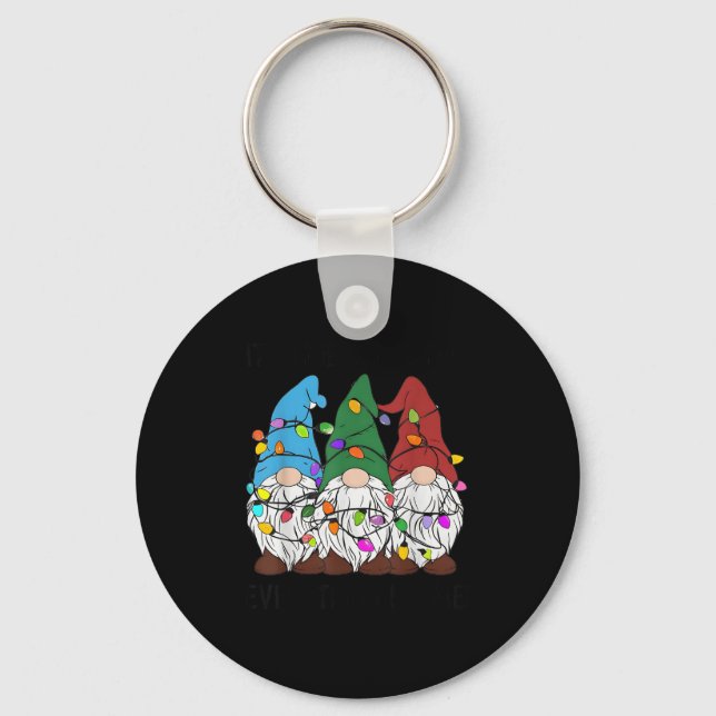 It's Fine Everything Is Fine Gnome Christmas Light Keychain (Front)