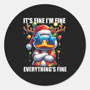 It's Fine I'm Fine Duck Melting Christmas In July Classic Round Sticker