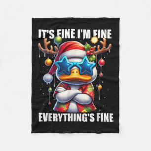 It's Fine I'm Fine Duck Melting Christmas In July Fleece Blanket