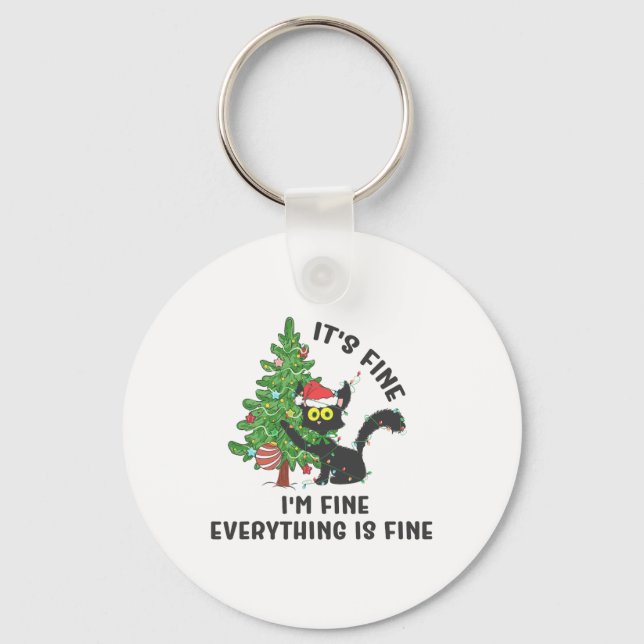 It's Fine Im Fine Everything Is Fine Elf Xmas Matc Keychain (Front)