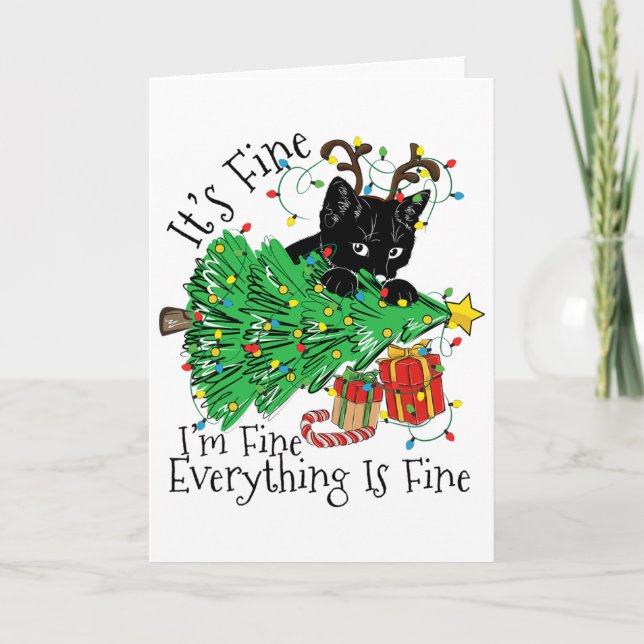 It's Fine I'm Fine Everything Is Fine Fun Christma Card (Front)