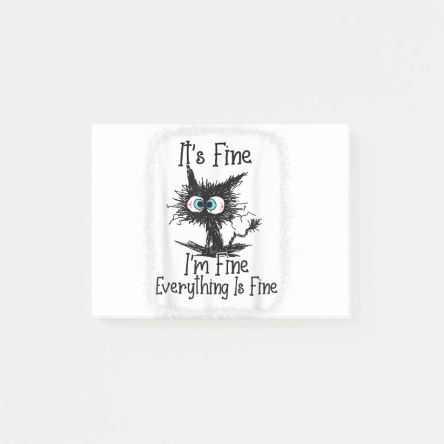 It's Fine I'm Fine Everything Is Fine Funny Black Post-it Notes (Front)