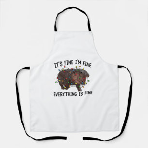 It's Fine I'm Fine Everything Is Fine Moo Deng Bab Apron