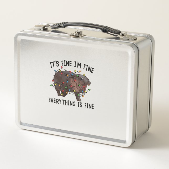 It's Fine I'm Fine Everything Is Fine Moo Deng Bab Metal Lunch Box (Front)