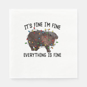 It's Fine I'm Fine Everything Is Fine Moo Deng Bab Napkins