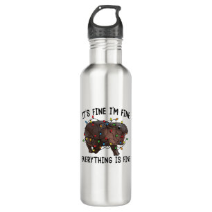 It's Fine I'm Fine Everything Is Fine Moo Deng Bab Stainless Steel Water Bottle