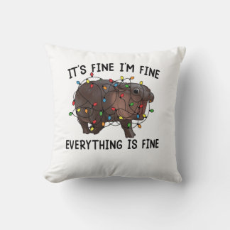 It's Fine I'm Fine Everything Is Fine Moo Deng Bab Throw Pillow