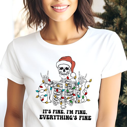 It'S Fine I'M Fine Funny Skeleton Christmas Tri-Blend Shirt