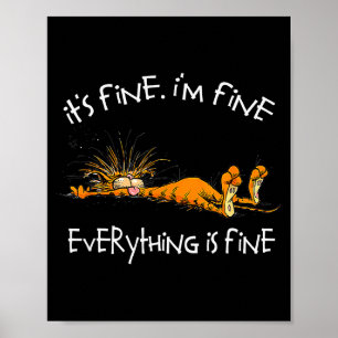 It's Fine Rpg Gamer Cat D20 Dice Fail Funny Nerdy  Poster