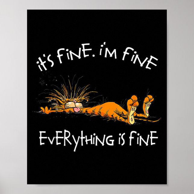 It's Fine Rpg Gamer Cat D20 Dice Fail Funny Nerdy  Poster (Front)