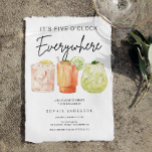 It's Five O'Clock Everywhere Retirement Party Invitation<br><div class="desc">Celebrate the next chapter in style with this Modern Minimalist Cocktail Retirement Party Collection! Ideal for honoring anyone stepping into the exciting world of retirement, this design features a chic hand-script font paired with three vibrant watercolor cocktails. Whether you're throwing a retirement bash for a teacher, lawyer, doctor, artist, secretary,...</div>