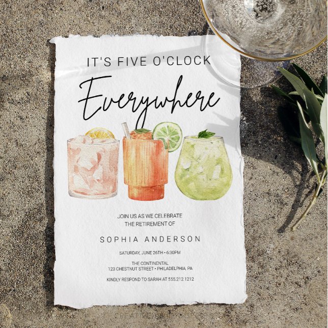 It's Five O'Clock Everywhere Retirement Party Invitation (Creator Uploaded)