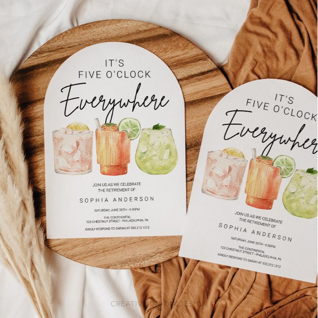 It's Five O'Clock Everywhere Retirement Party Invitation (Creator Uploaded)