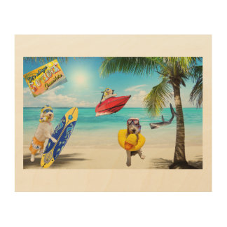 It's Five O'clock Somewhere Goldendoodle version Wood Wall Art