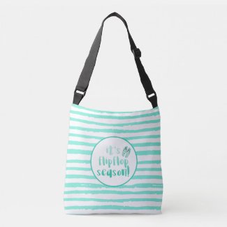 It's Flipflop Season - Aqua Stripes & Fun Quote