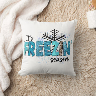 Its Freezing Cold Snowflakes Winter Holidays Throw Pillow