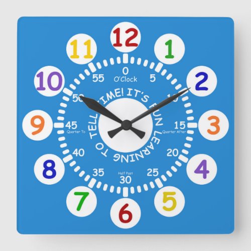 Its Fun Learning To Tell Time Square Wall Clock