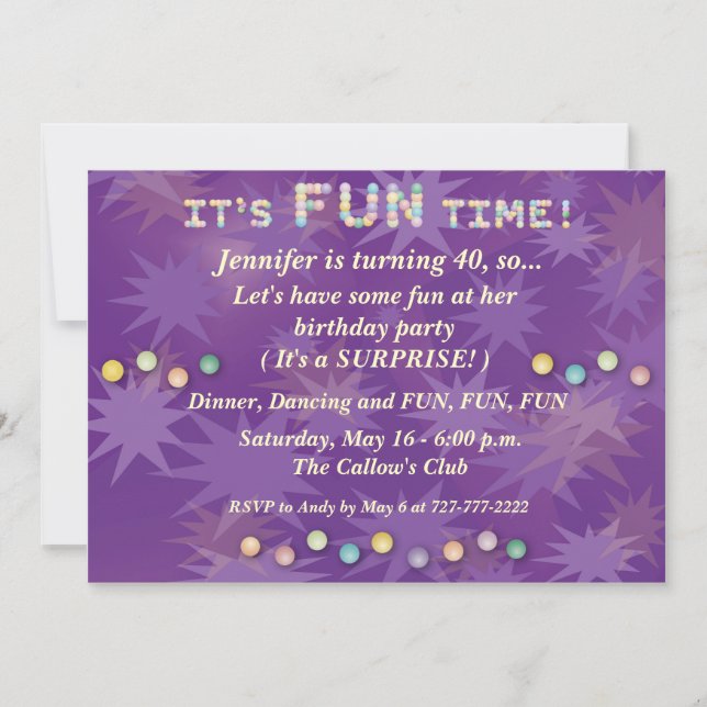 It's FUN Time - Birthday Invitation (Front)