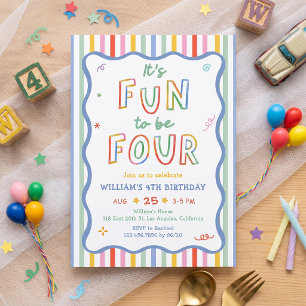 It's Fun To Be Four 4th Birthday Invitation