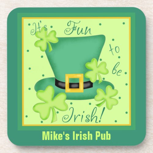 Its Fun to Be Irish Personalized Pub Restaurant Beverage Coaster