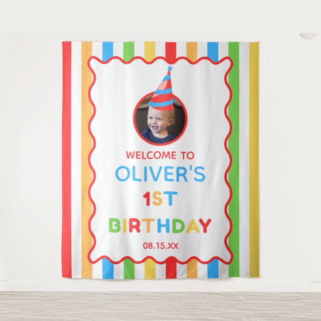 Its Fun To Be One 1st Birthday Photo Backdrop (Front)