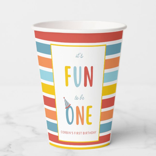 It's Fun To Be One Birthday Party Paper Cups (Front)