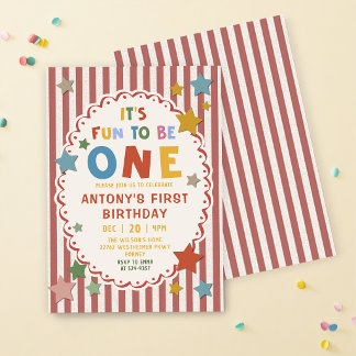 It's Fun to Be One Colorful 1st Birthday Invitation