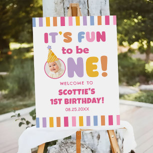 It's Fun To Be One Colorful 1st Birthday Welcome Foam Board
