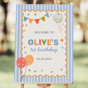 Its Fun to be One Colorful 1st Birthday Welcome Foam Board