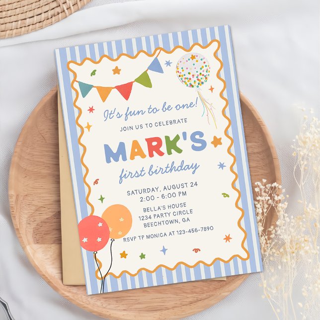 It's Fun to Be One Colorful Birthday Invitation (Creator Uploaded)
