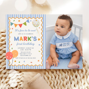 It's Fun to Be One Colorful Birthday Photo Invitation