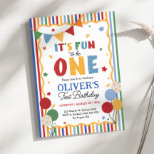 It's Fun to Be One: Colorful Boy First Birthday