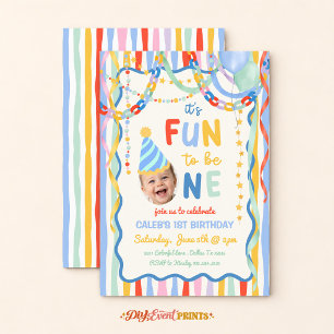 Its Fun To Be One Colorful First Birthday Invitation