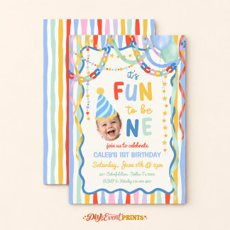Its Fun To Be One Colorful First Birthday Invitation