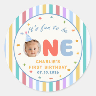 It's Fun To Be One Colorful Photo Birthday Sticker