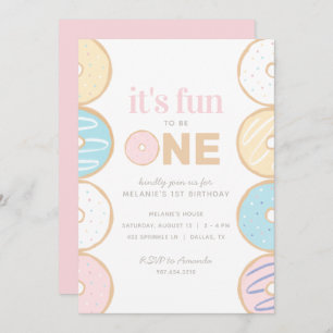 It's Fun to be One Donut First Birthday Party Invitation
