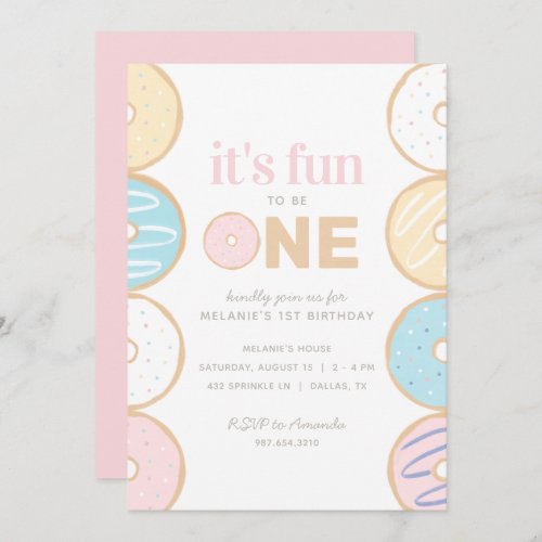 Its Fun to be One Donut First Birthday Party Invitation