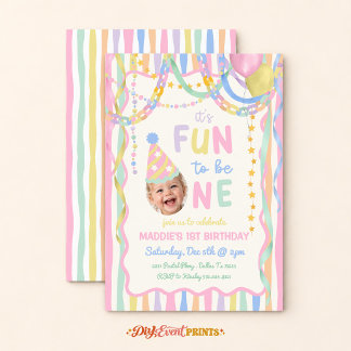 Its Fun To Be One Girl First Birthday Invitation