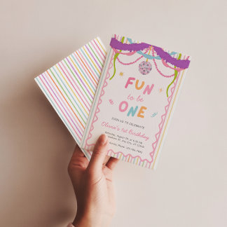 It's Fun To Be One Girl First Birthday Invitation