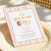 It's Fun To Be One Pastel Stripe 1st Birthday
