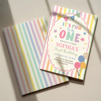 It's Fun To Be One Pastel Stripes 1st Birthday