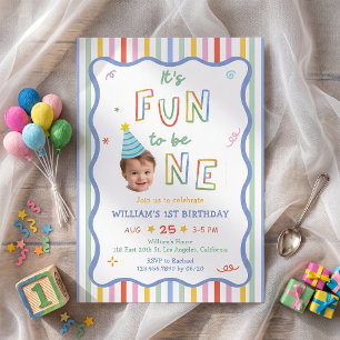 It's Fun To Be One Photo 1st Birthday Invitation