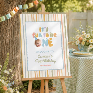 It's Fun To Be ONE Stripes 1st Birthday Welcome Foam Board