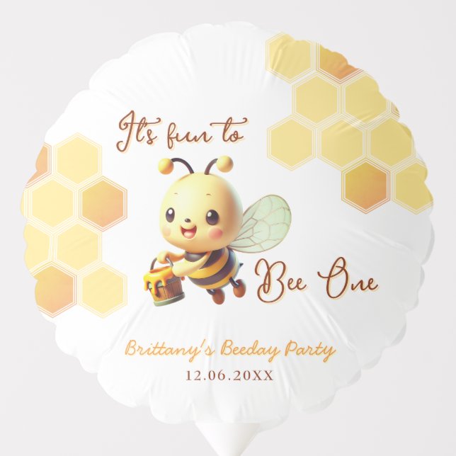 It's Fun to Bee One Cute Honey Bee Birthday  Balloon (Front)