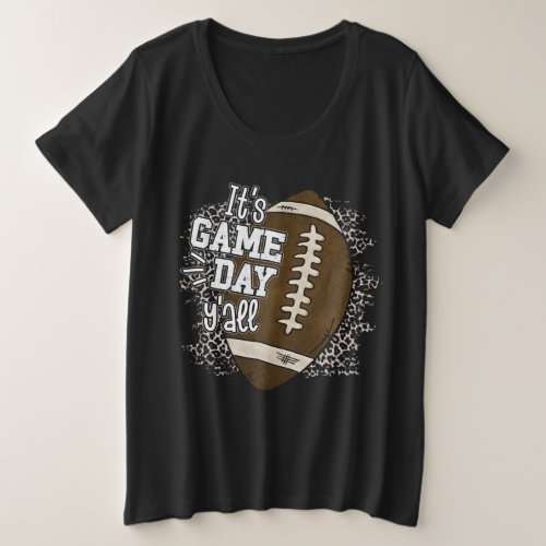 Its Game Day Yall Football Leopard Plus Size T_Shirt