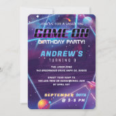 It's Game On Colorful Laser Tag Galaxy Birthday Invitation (Front)